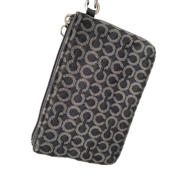 Coach Art Op Black & White Signature C Logo Leather Trim Wristlet Wallet - Picture 11 of 16